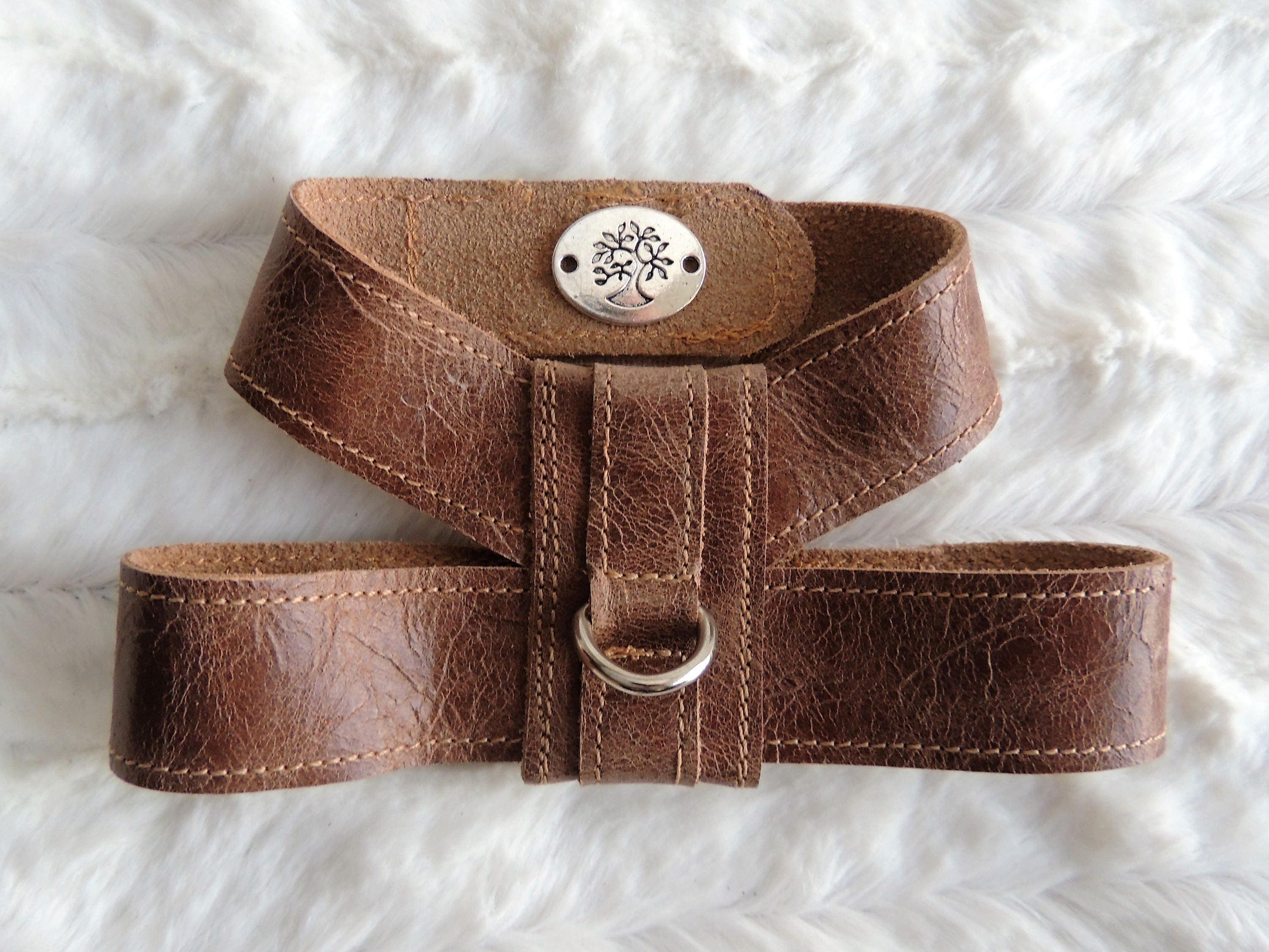 Small Dog Harness Worn Brown Leather Dog Harness Small Pet Etsy