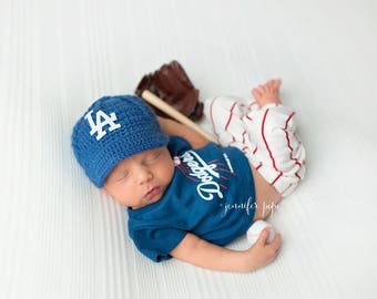 Newborn Baby LOS ANGELES DODGERS Baseball Cap, Hat, Custom Made