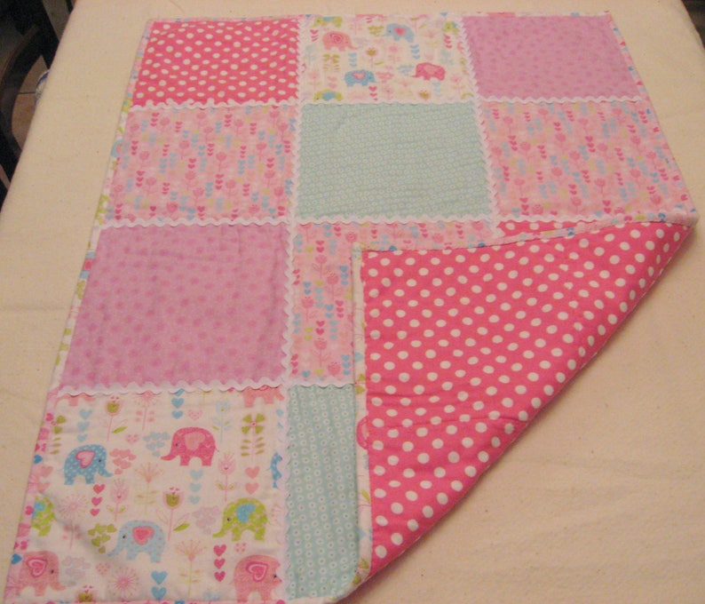 NEW HOMEMADE BABY Quilt 100 Cotton Flannel/rick Rack Detail Etsy