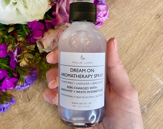Dream On Aromatherapy Spray || Crystal Infused Sleep Spray || Pillow Mist || Lavender Spray || Chamomile || Bergamot || Stress Relief Spray
