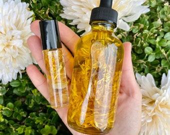 Herbal Infused Body Oil & Essential Oil Roller: Natural Skincare Gift Set