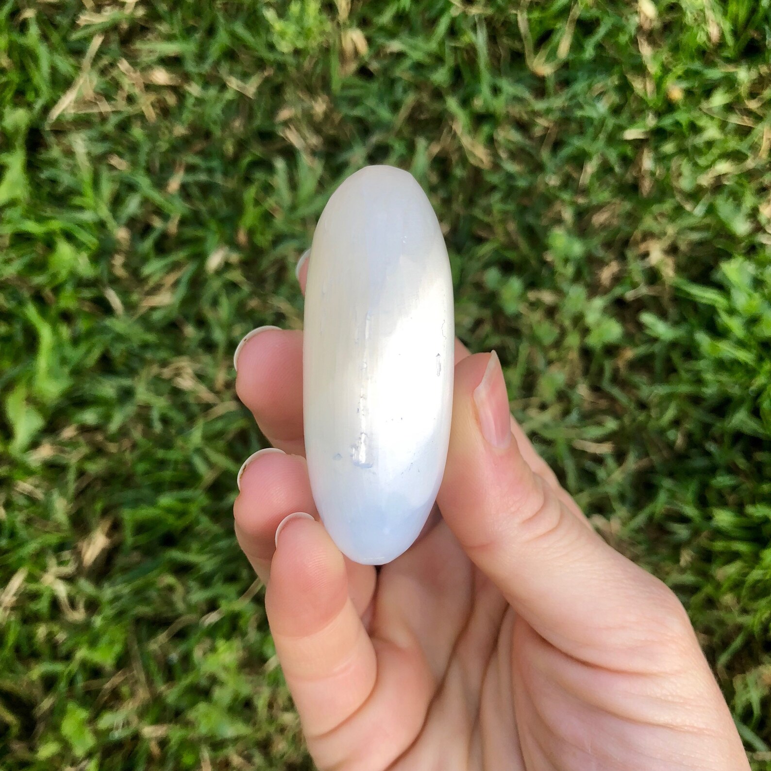 Polished Selenite Palm Stone Cat's Eye Selenite Etsy