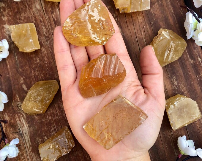 Smooth Honey Calcite Crystal Raw Honey Calcite Amber Etsy