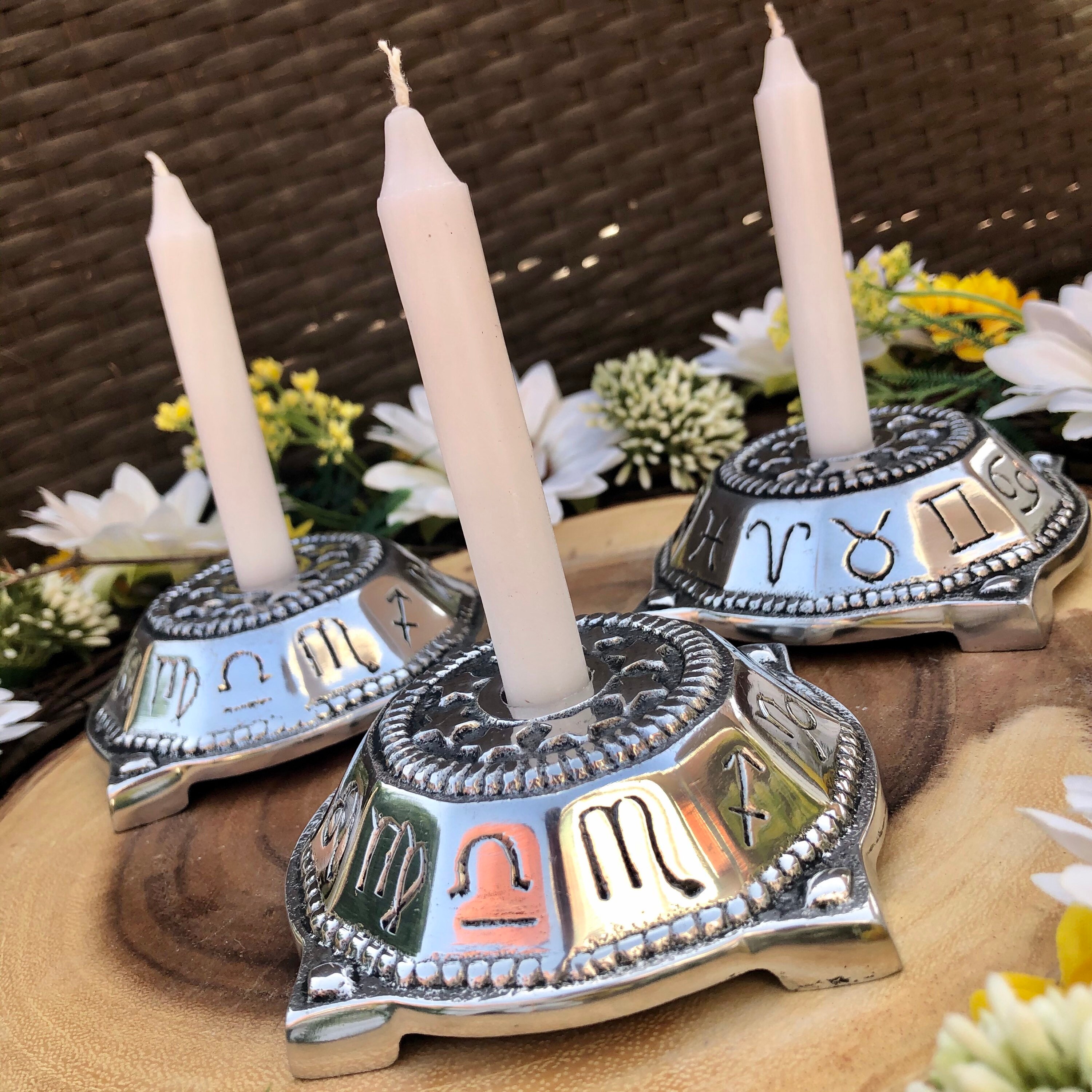 Zodiac Metal Chime Candle Holder || Spell Candle Holder || Metal Burn…