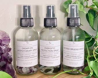 Paquete de aerosoles de aromaterapia con infusión de cristales / Cargado con Reiki, purificador de aire y sueño