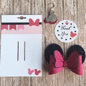 Mouse Hairbow,mouse earrings, Thank you card plus mouse  Hair bow card holder,  Bundle, SVG, PNG FILE, Cricut template