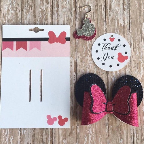 Mouse Hairbow,mouse earrings, Thank you card plus mouse  Hair bow card holder,  Bundle, SVG, PNG FILE, Cricut template