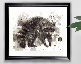 Raccoon Watercolor Art Print- 8x10  |  Nature, Animal, Painting