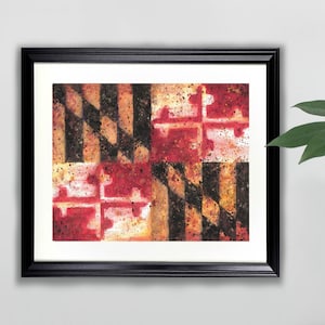 Maryland Flagge Aquarell Kunstdruck - 8x10, 11x17 | Malerei