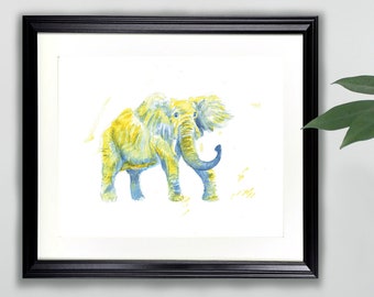 オリジナル水彩画 象 8 x 8インチ - Etsy 日本