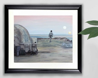 Tatooine Acrylic Art Print- 8x10, 11x17  |  Star Wars, Luke Skywalker, Painting