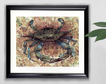 Crab Original Watercolor Painting- 9x12  |  Animals, Art