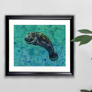 Joyous Sea Potato Watercolor Art Print- 8x10  |  Manatee, Animal, Painting
