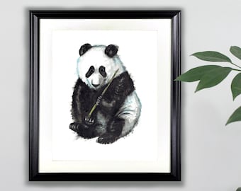 Panda Bear Watercolor Art Print- 8x10  |  Animal, Painting