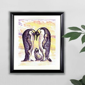 Penguins Watercolor Art Print- 8x10  |  Nature, Animals, Painting