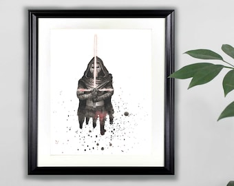 Kylo Ren Watercolor Art Print- 8x10  |  Star Wars, Ben Solo, Adam Driver, Painting