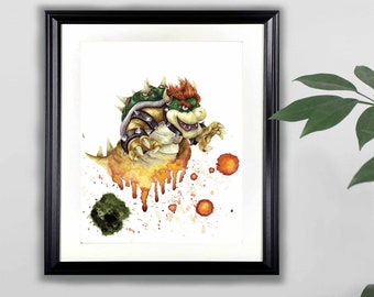 Bowser Watercolor Art Print- 8x10  |  Super Mario, Nintendo, Painting