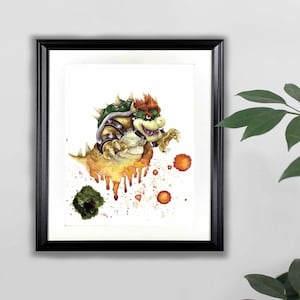 Bowser Watercolor Art Print- 8x10  |  Super Mario, Nintendo, Painting