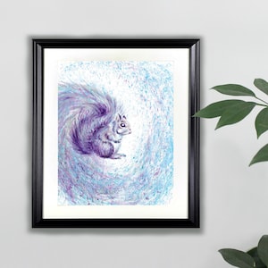 Grey Sqwirl Watercolor Art Print- 8x10  |  Squirrel, Animals, Painting