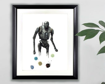 K-2SO 水彩アートプリント - 8x10 | スターウォーズ、ローグワン
