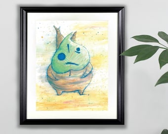 Makar originele aquarel schilderij-9 x 12 | Korok, legende van Zelda, Wind Waker, Nintendo, Art