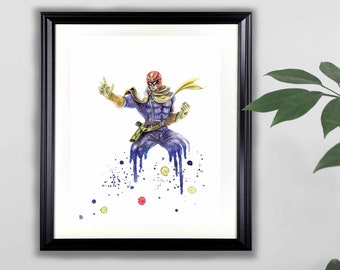 スーパーマリオ水彩アートプリント - 8x10 | 任天堂、スーパー