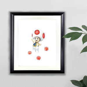Toad aquarel Art Print-8 x 10 | Super Mario, Nintendo
