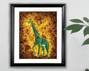 Giraffe Watercolor Art Print- 8x10  |  Animals, Painting