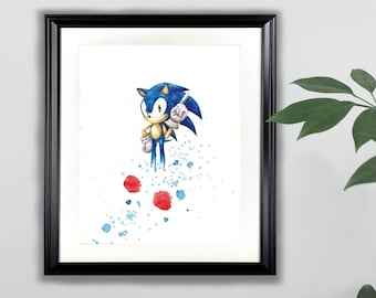 Sonic the Hedgehog Aquarell Art Print- 8x10 | Sega, Videospiele, Malerei