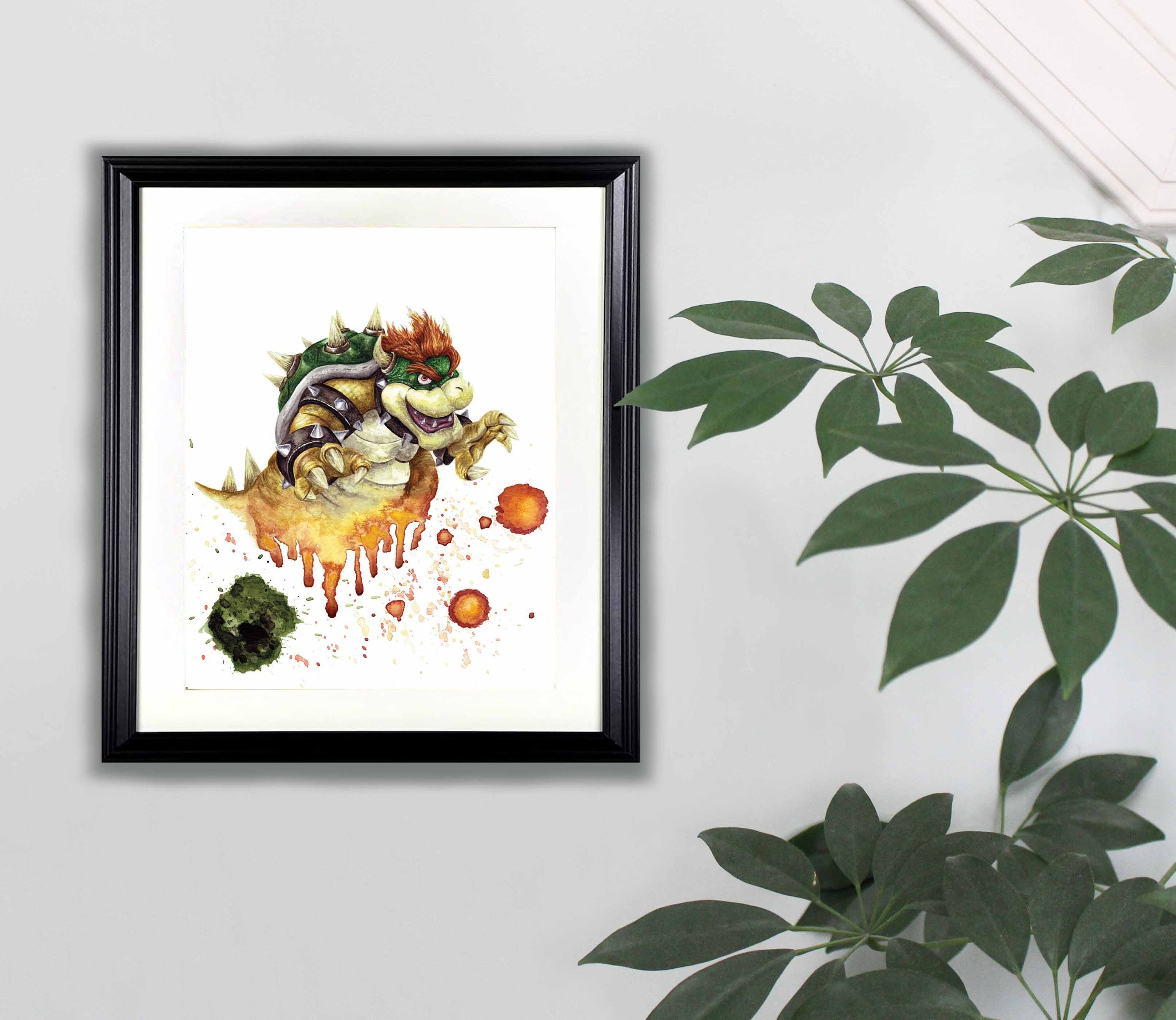 クッパ水彩画アートプリント - 8x10 | スーパーマリオ、任天堂、絵画