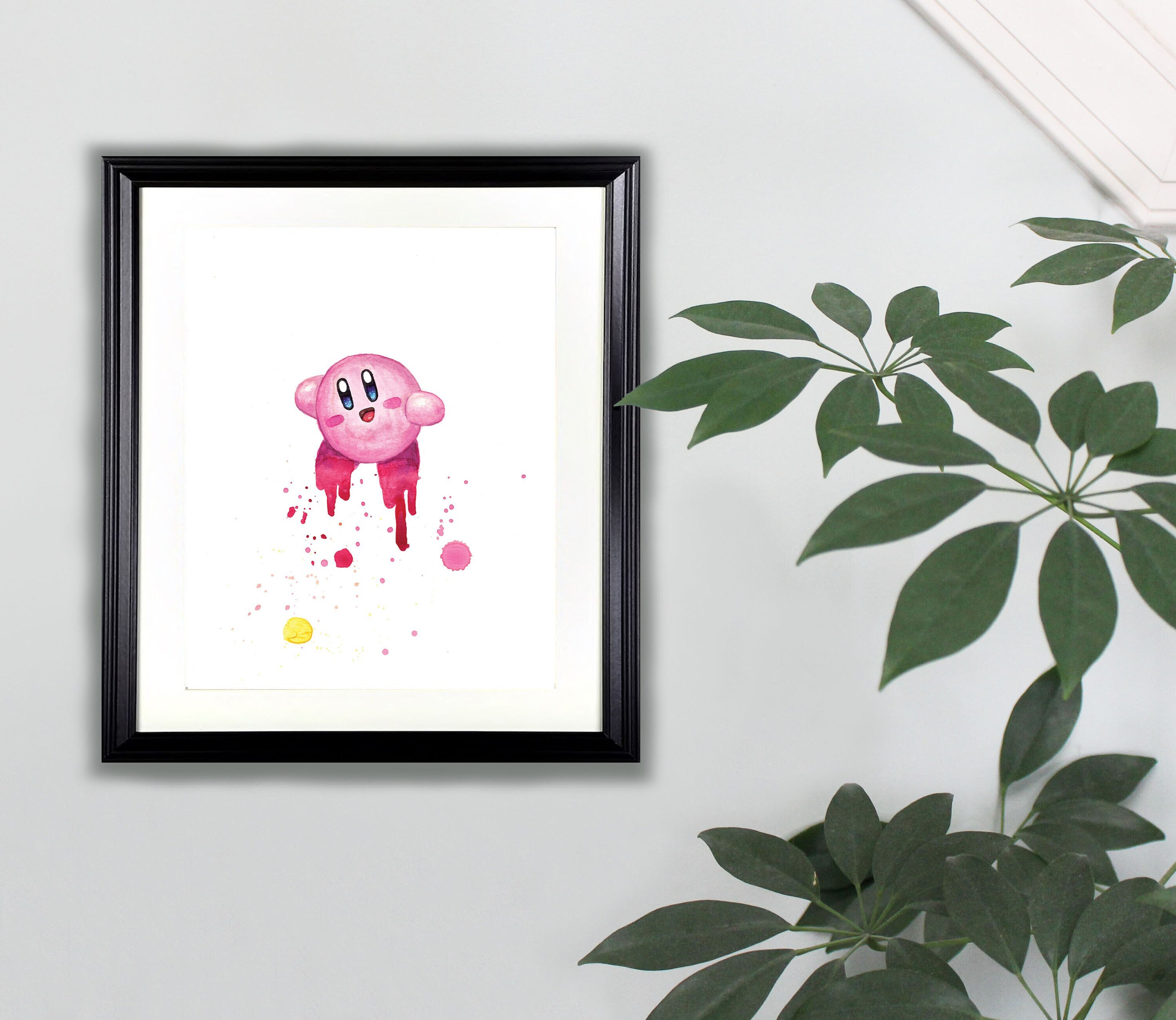 カービィ水彩画アートプリント - 8x10 | スーパースマッシュブラザーズ