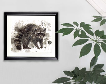 Raccoon Watercolor Art Print- 8x10  |  Nature, Animal, Painting