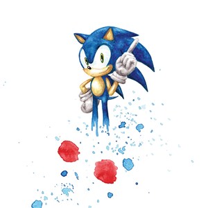 Sonic the Hedgehog Watercolor Art Print 8x10 Sega, Video Games, Painting image 2