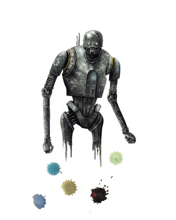 K-2SO 水彩アートプリント - 8x10 | スターウォーズ、ローグワン
