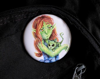 Griselle & Sugarblood Pinback Button  |  Witchy, Original Art