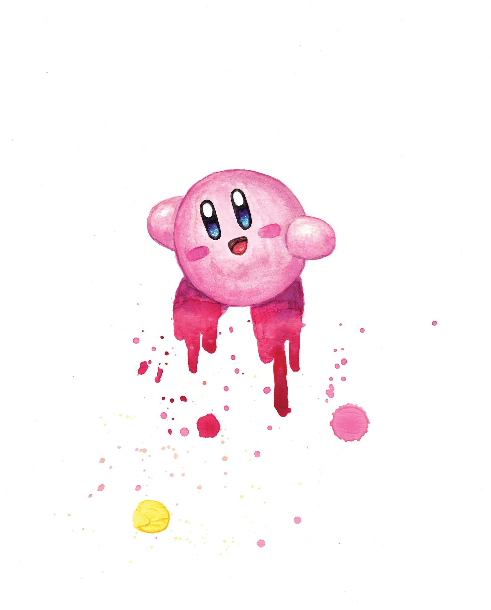 Kirby Original Watercolor Painting 9x12 Nintendo Super - Etsy 日本