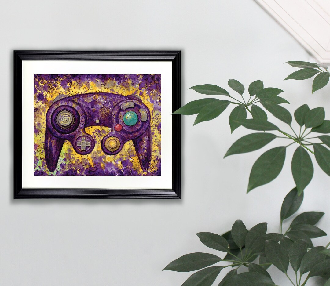 Gamecube Controller Watercolor Art Print 8x10 Nintendo, Video Games