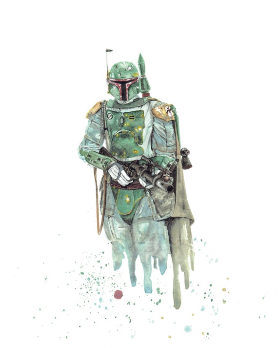 Boba Fett Watercolor Art Print 8X10 Star Wars Empire | Etsy