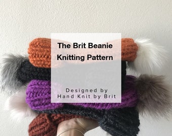 Knitting Pattern, Brit Beanie Pattern, Knit Hat Pattern, Knit Pattern, Beanie Knitting Pattern, Ribbed Beanie Pattern, Ribbed Knit Hat