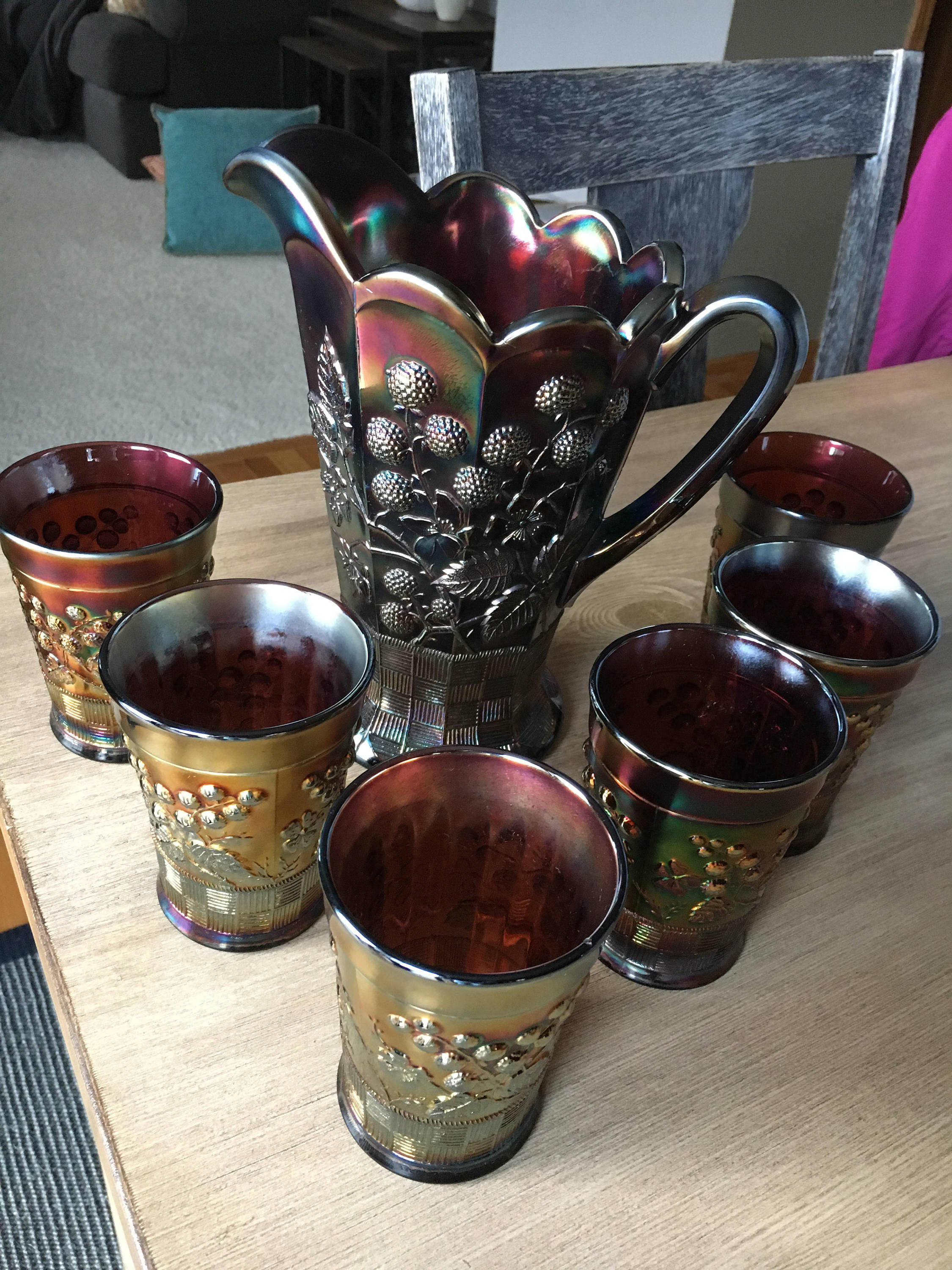 Northwood Raspberry 7 Piece Amethyst Carnival Glass Water Set - Etsy