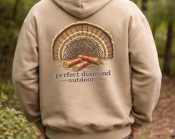 Sudadera con capucha color arena para caza de pavos / Ventilador vintage, diseño de cartucho de escopeta