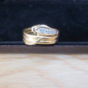 Victorian Diamond Snake Ring 18K Gold Triple Coil 1800&#39;s Made in England