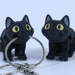 Fidget Friends - Black Cat (with or without keychain) 3d-printed - pocket-sized fidget fun