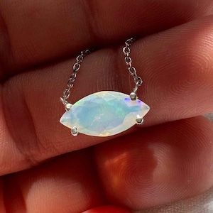 Solitaire Marquise Opal Necklace