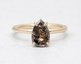 Devin Pear Salt & Pepper Diamond Ring