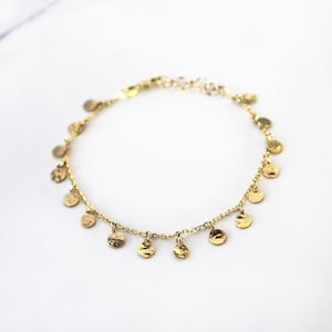 14k Solid Gold Aura Coin Bracelet