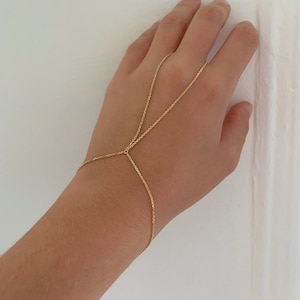 14k Solid Gold Hand Chain