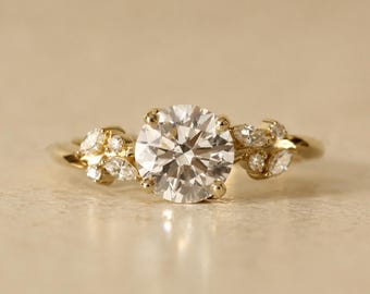 Moissanite Floral Vine Engagement Ring