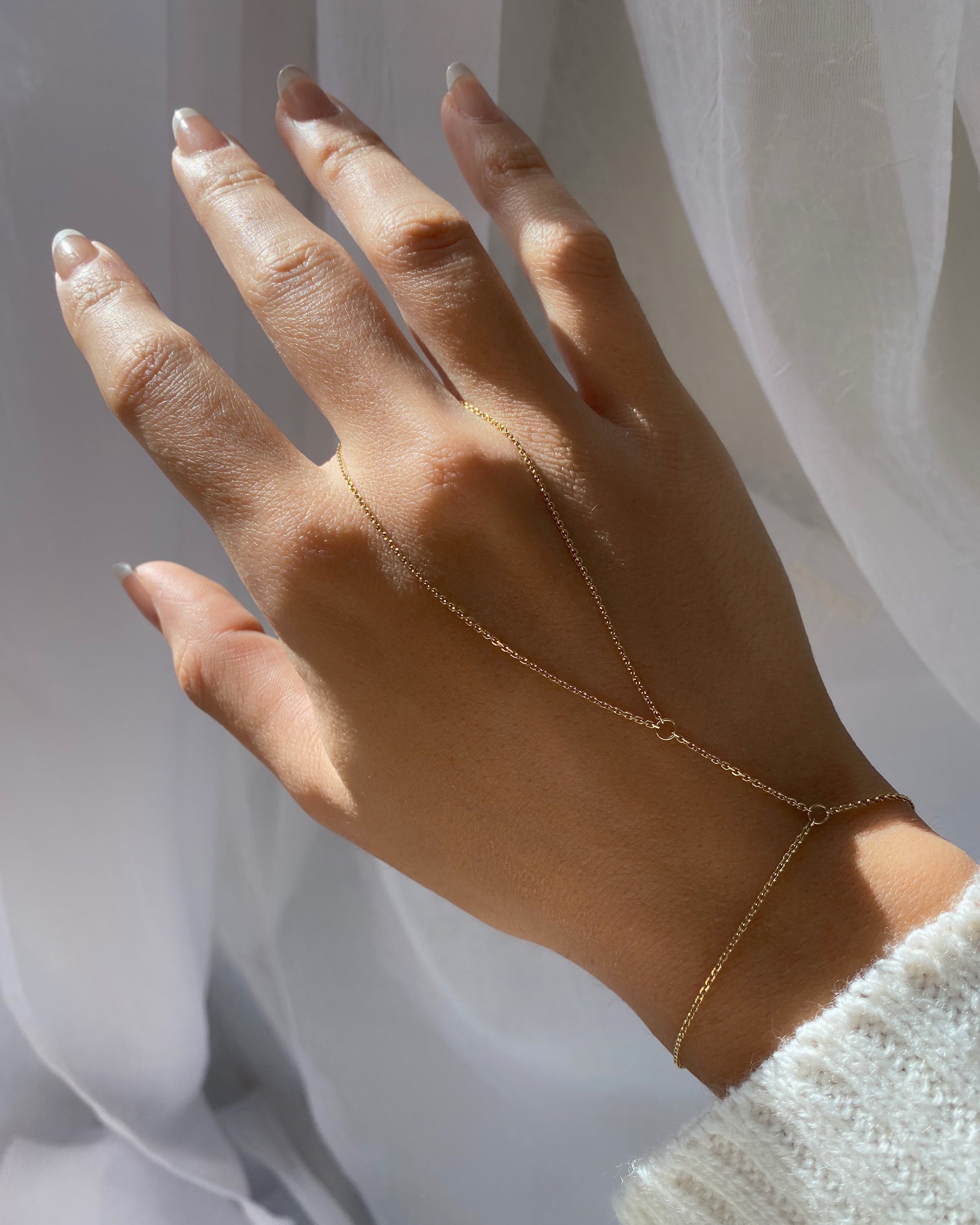 Buy Personalized Ring Bracelet, 14k Gold Filled Slave Bracelet, Hand  Piece,hand Chain, Custom Stamped Initial Disc,swarovski Birthstone,monogram  Online in India - Etsy