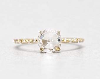 Scarlet Rose Cut Diamond Moissanite Ring